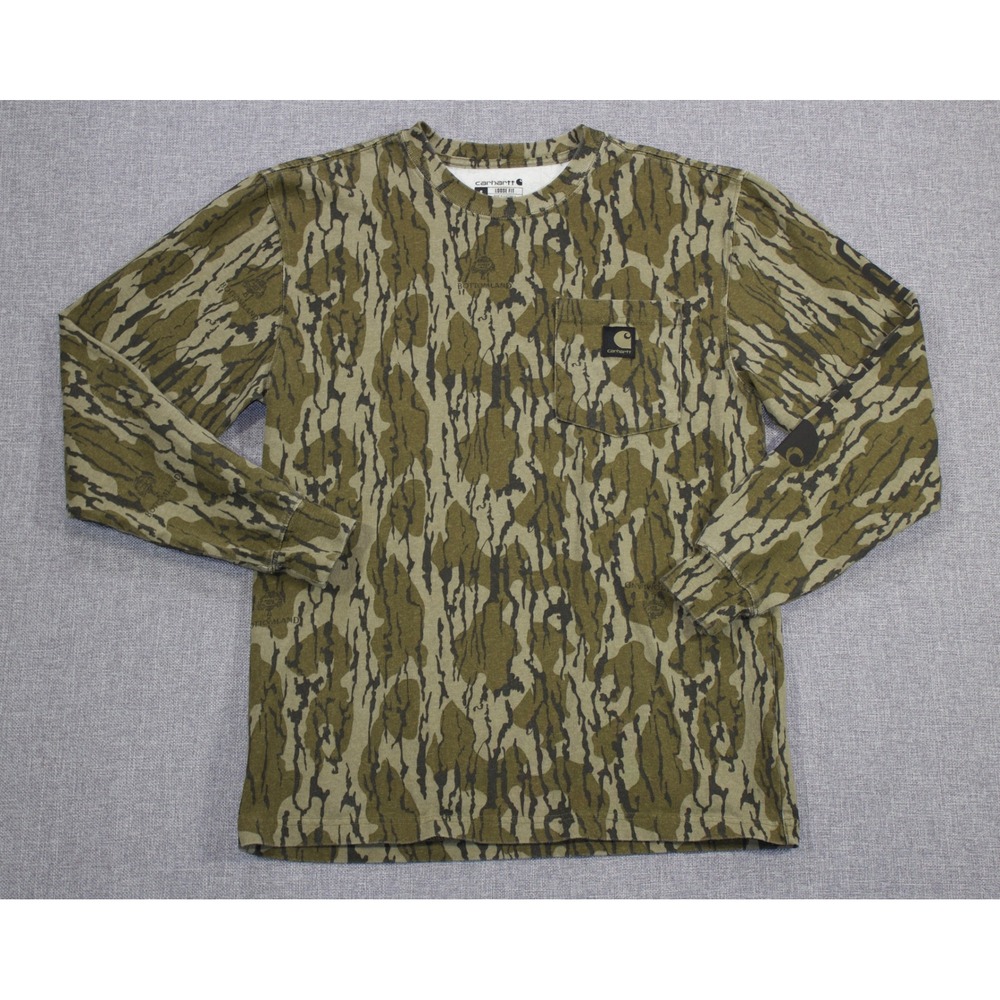 Carhartt Pocket T-Shirt Loose Fit Men S Green Mossy Oak Bottomland Camo Graphic